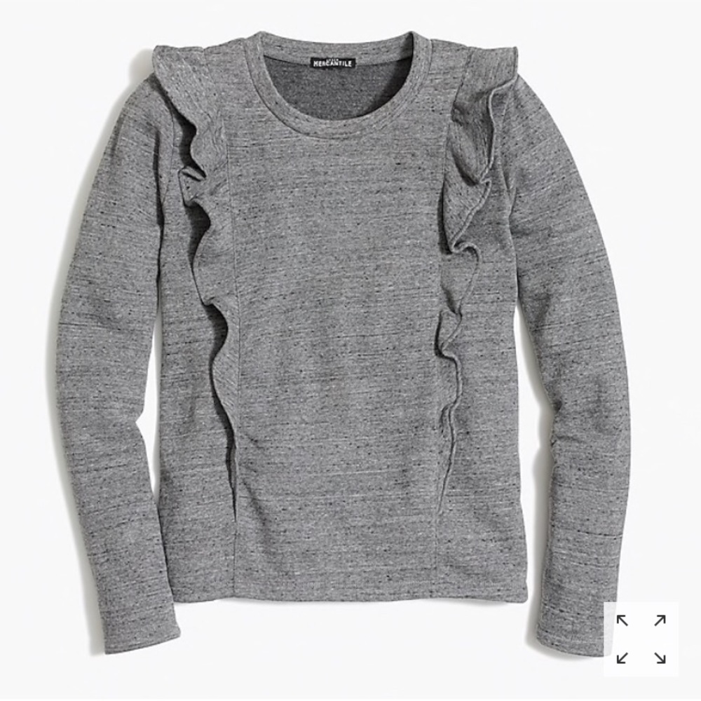 HP🎉 NWT J. Crew Factory Gray Ruffle-Trim Pullover